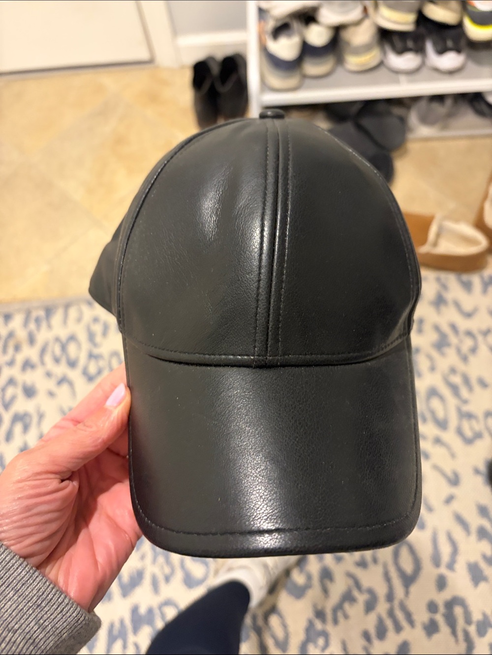 Women’s Abercrombie Black Leather-Look Baseball Cap